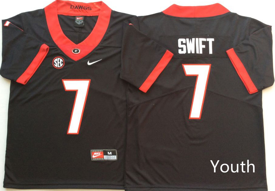 Youth Georgia Bulldogs 7 Swift Black Nike NCAA Jerseys